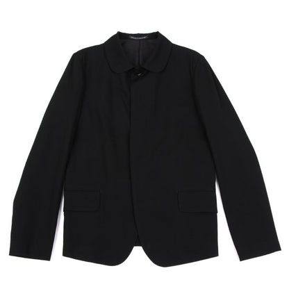 Y's Black Summer Wool Fly-Front Round Collar Jacket Size 3