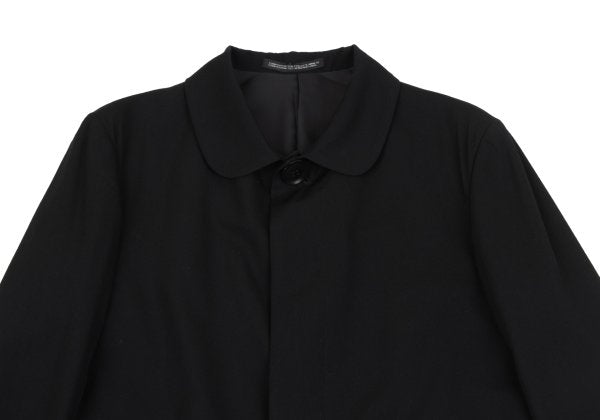 Y's Black Summer Wool Fly-Front Round Collar Jacket Size 3