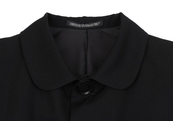 Y's Black Summer Wool Fly-Front Round Collar Jacket Size 3