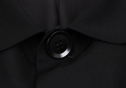 Y's Black Summer Wool Fly-Front Round Collar Jacket Size 3