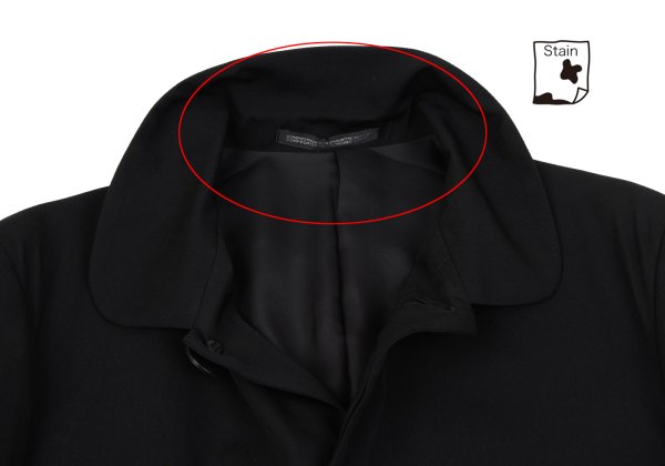 Y's Black Summer Wool Fly-Front Round Collar Jacket Size 3