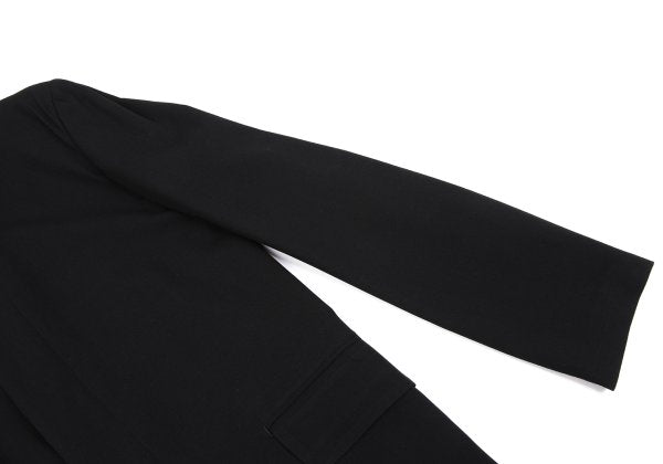 Y's Black Summer Wool Fly-Front Round Collar Jacket Size 3
