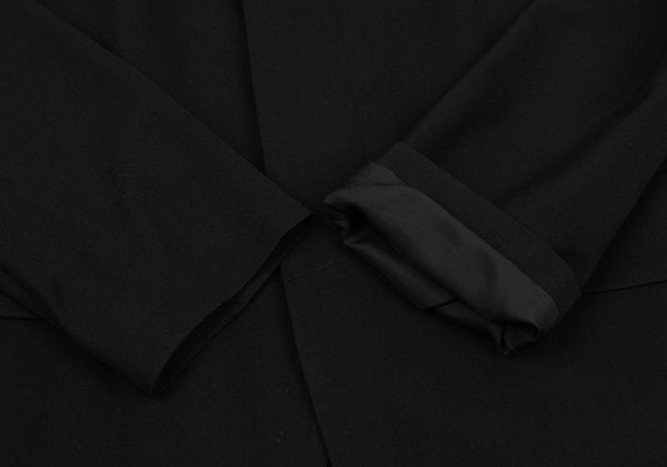 Y's Black Summer Wool Fly-Front Round Collar Jacket Size 3