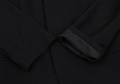 Y's Black Summer Wool Fly-Front Round Collar Jacket Size 3