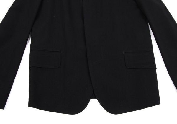 Y's Black Summer Wool Fly-Front Round Collar Jacket Size 3