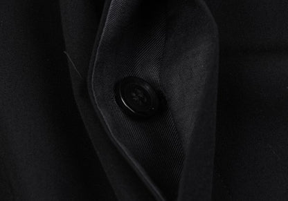 Y's Black Summer Wool Fly-Front Round Collar Jacket Size 3