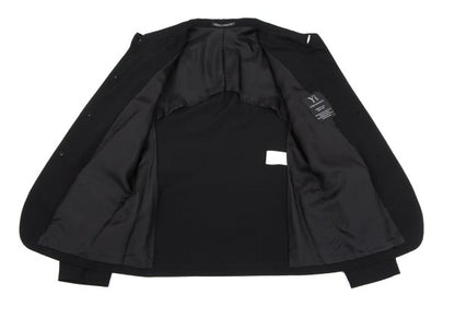 Y's Black Summer Wool Fly-Front Round Collar Jacket Size 3