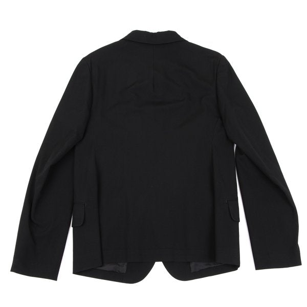 Y's Black Summer Wool Fly-Front Round Collar Jacket Size 3