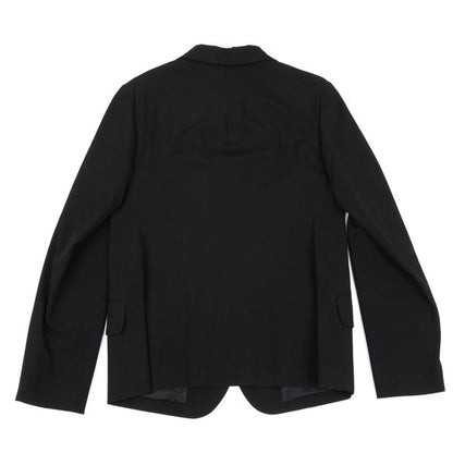 Y's Black Summer Wool Fly-Front Round Collar Jacket Size 3