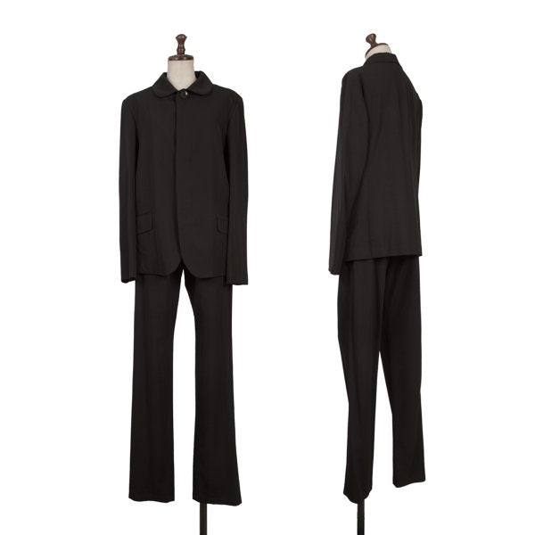 Y's Black Summer Wool Fly-Front Round Collar Jacket Size 3