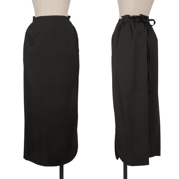 Y's Wool Gabardine Asymmetric Waist Cord Skirt Black Size 3