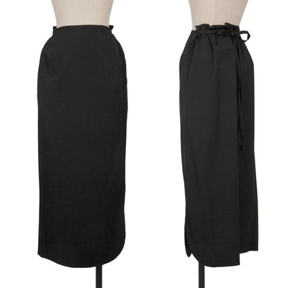 Y's Wool Gabardine Asymmetric Waist Cord Skirt Black Size 3