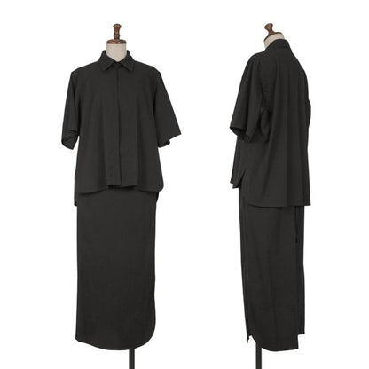 Y's Wool Gabardine Asymmetric Waist Cord Skirt Black Size 3