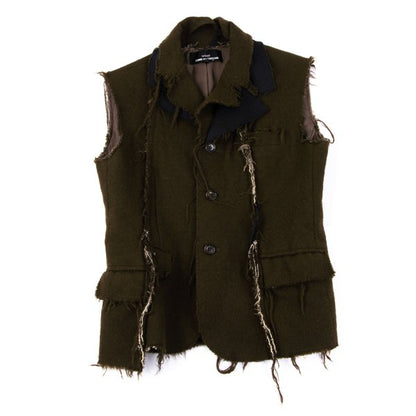 COMME des GARCONS Tricot Wool Felted Raw Jacket Green Size S