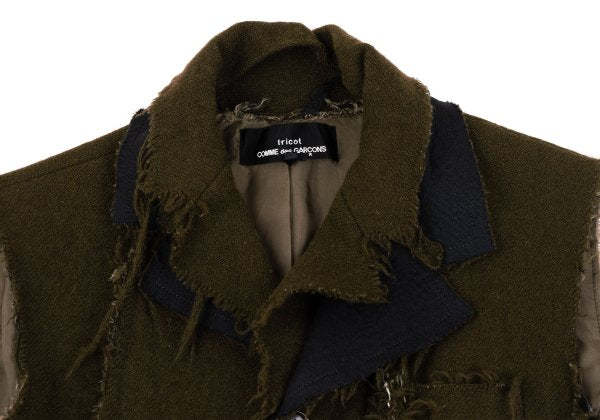 COMME des GARCONS Tricot Wool Felted Raw Jacket Green Size S