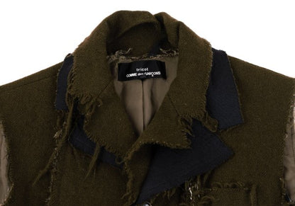 COMME des GARCONS Tricot Wool Felted Raw Jacket Green Size S