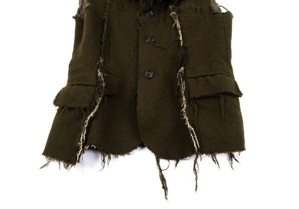COMME des GARCONS Tricot Wool Felted Raw Jacket Green Size S