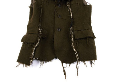 COMME des GARCONS Tricot Wool Felted Raw Jacket Green Size S