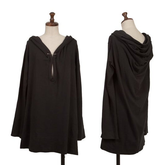 Y's Cotton Rayon Drape Skipper Long Sleeve Top Black Size 2