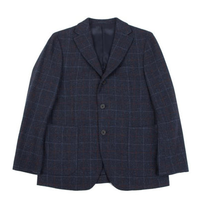 Papas Bottoli Wool Check 2-Button Jacket Blue Size M