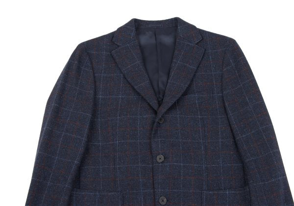 Papas Bottoli Wool Check 2-Button Jacket Blue Size M