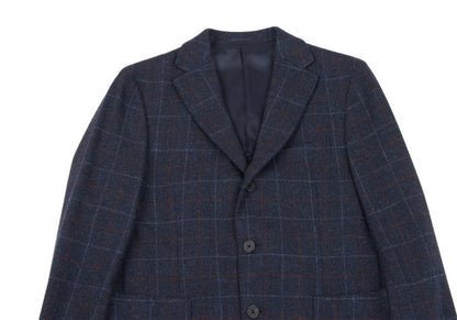 Papas Bottoli Wool Check 2-Button Jacket Blue Size M