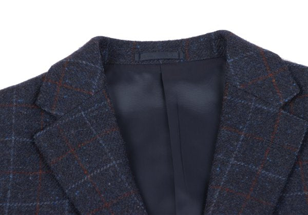 Papas Bottoli Wool Check 2-Button Jacket Blue Size M