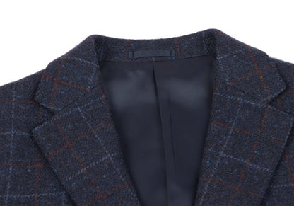 Papas Bottoli Wool Check 2-Button Jacket Blue Size M
