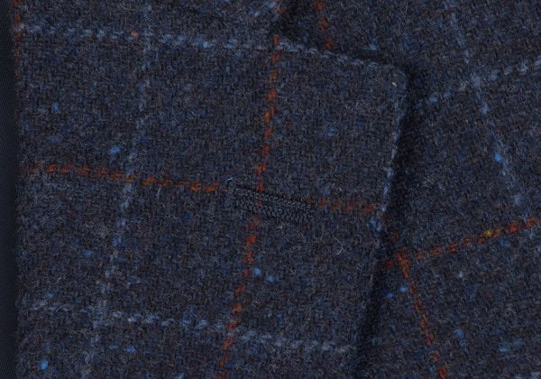 Papas Bottoli Wool Check 2-Button Jacket Blue Size M