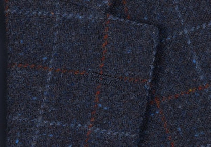 Papas Bottoli Wool Check 2-Button Jacket Blue Size M
