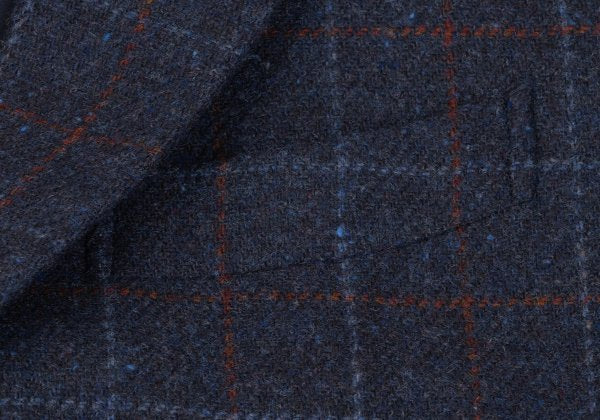 Papas Bottoli Wool Check 2-Button Jacket Blue Size M