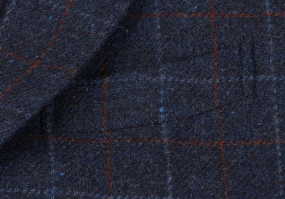 Papas Bottoli Wool Check 2-Button Jacket Blue Size M