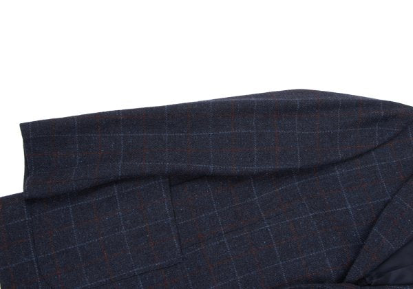 Papas Bottoli Wool Check 2-Button Jacket Blue Size M