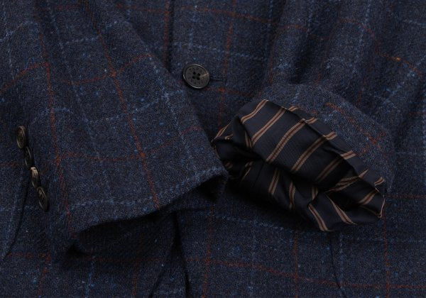 Papas Bottoli Wool Check 2-Button Jacket Blue Size M