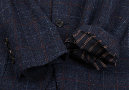 Papas Bottoli Wool Check 2-Button Jacket Blue Size M