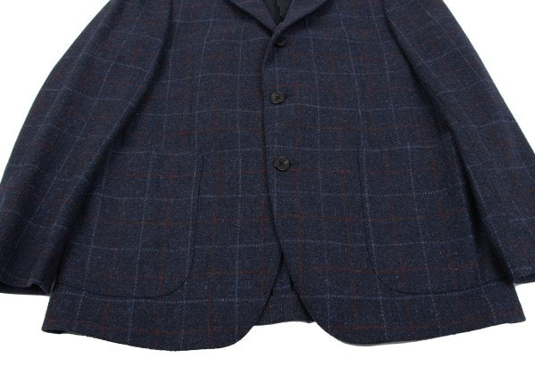 Papas Bottoli Wool Check 2-Button Jacket Blue Size M