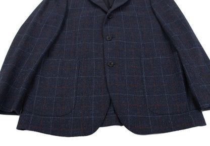 Papas Bottoli Wool Check 2-Button Jacket Blue Size M