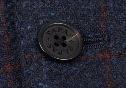 Papas Bottoli Wool Check 2-Button Jacket Blue Size M