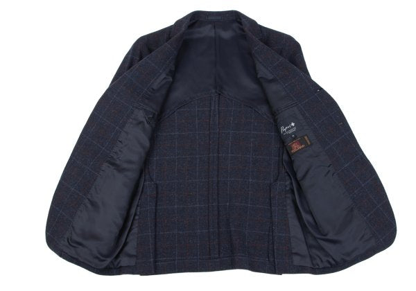 Papas Bottoli Wool Check 2-Button Jacket Blue Size M