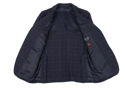 Papas Bottoli Wool Check 2-Button Jacket Blue Size M