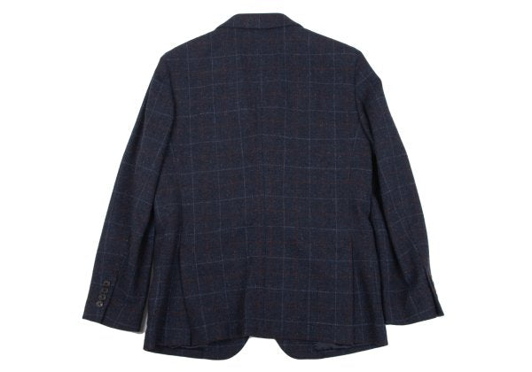 Papas Bottoli Wool Check 2-Button Jacket Blue Size M