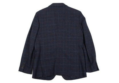 Papas Bottoli Wool Check 2-Button Jacket Blue Size M