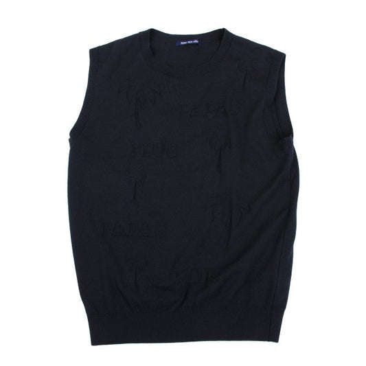 PAPAS PLUS GOLF Logo Palm Tree Knit Vest Navy Size 48M