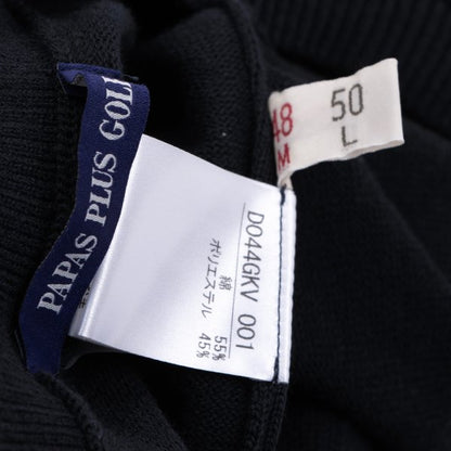 PAPAS PLUS GOLF Logo Palm Tree Knit Vest Navy Size 48M