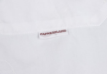 Papas ISLAND Hat Embroidered Cotton Shirt White Size 48M