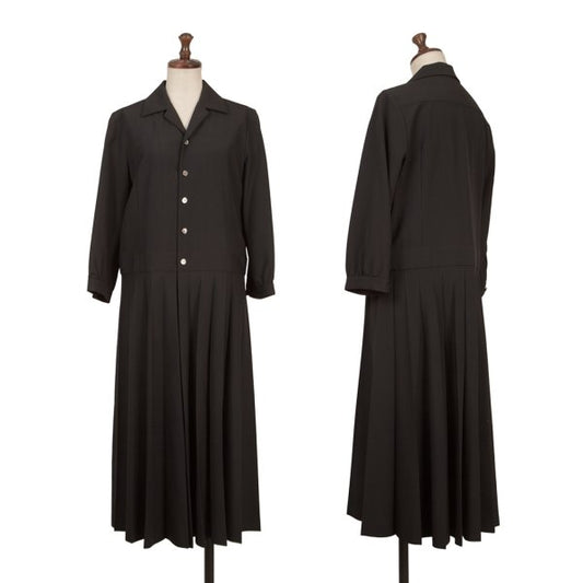 COMME des GARCONS Wool Pleated Pullover Dress Black Size M
