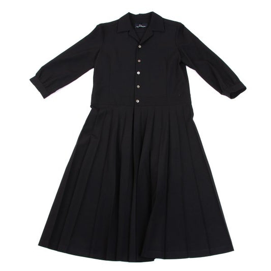 COMME des GARCONS Wool Pleated Pullover Dress Black Size M