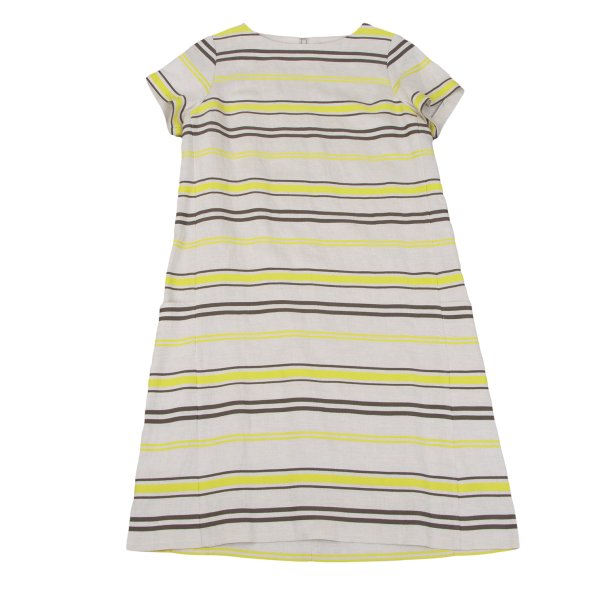 Leilian Stripe Jacquard Short Sleeve Tunic Ecru Blouse Size 7
