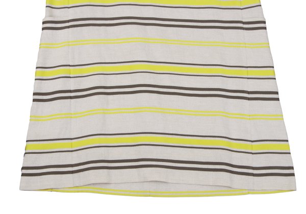 Leilian Stripe Jacquard Short Sleeve Tunic Ecru Blouse Size 7