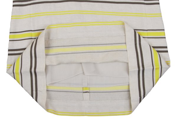 Leilian Stripe Jacquard Short Sleeve Tunic Ecru Blouse Size 7